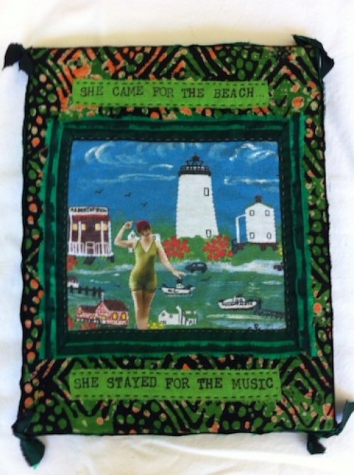 Fabric art by Susan Dodd, with t-shirt design by Elizabeth Parsons